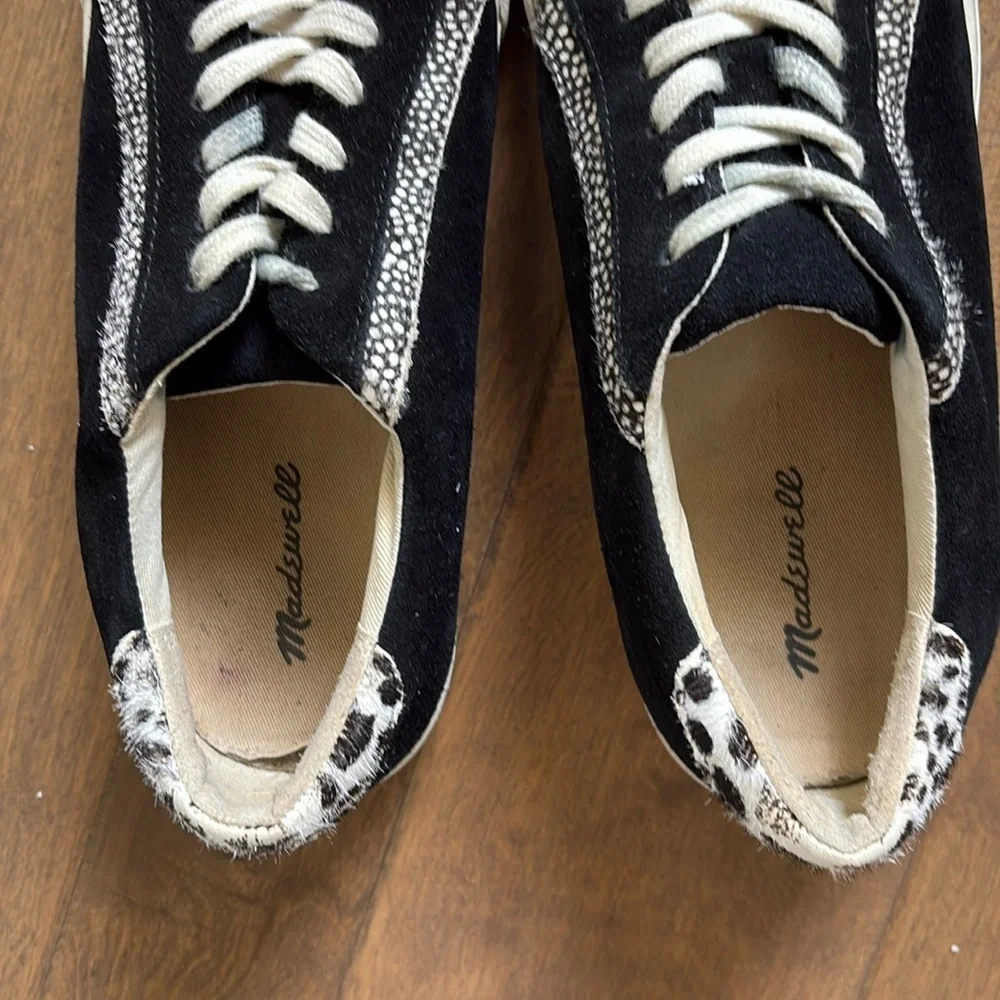 Madewell Sidewalk Low-Top Suede and Spot Calf Hair Sneakers Womens 8